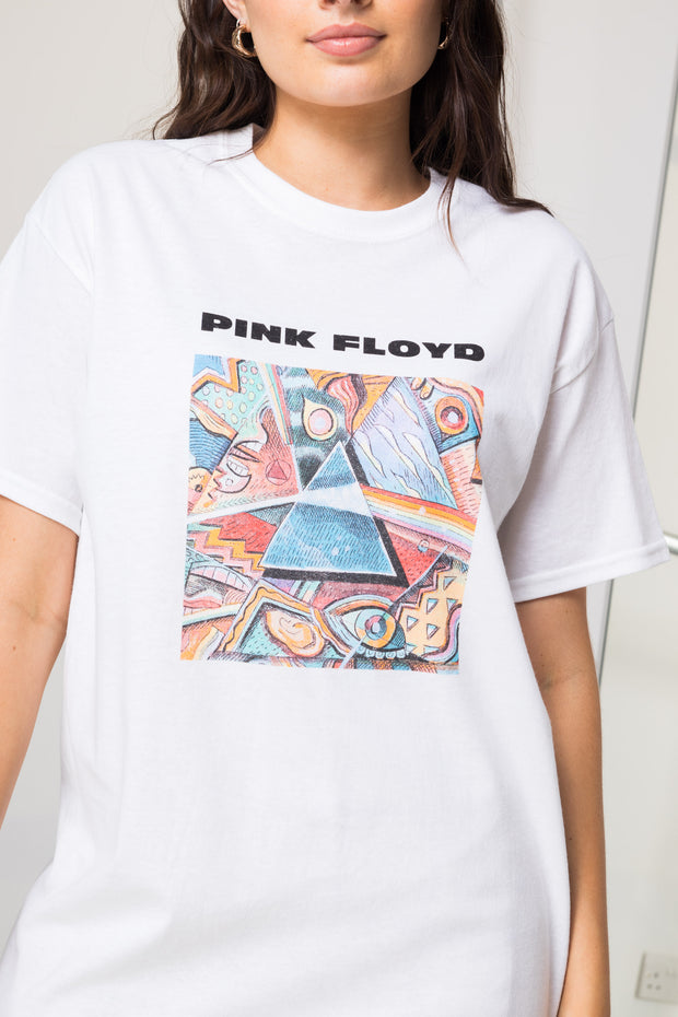 Daisy Street Relaxed T-Shirt with Pink Floyd Triangle Print