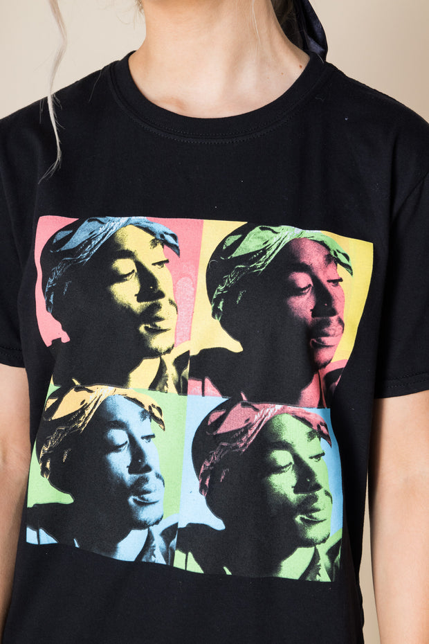 Daisy Street Relaxed T-Shirt with Tupac Print