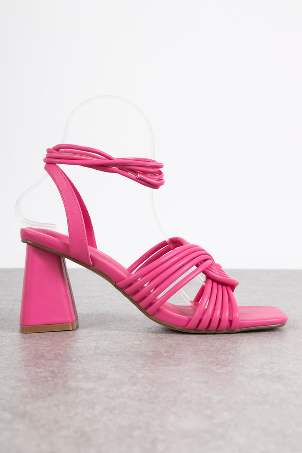 Daisy Street Strappy Heeled Sandals in Pink