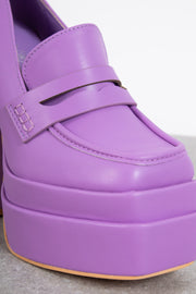 Daisy Street Double Platform Heeled Loafers in Purple