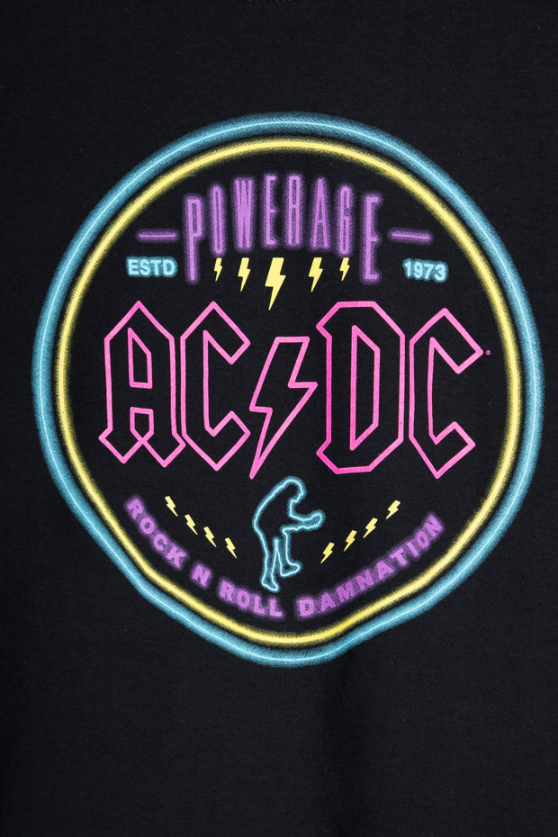 Daisy Street Relaxed T-Shirt with Neon AC/DC Print