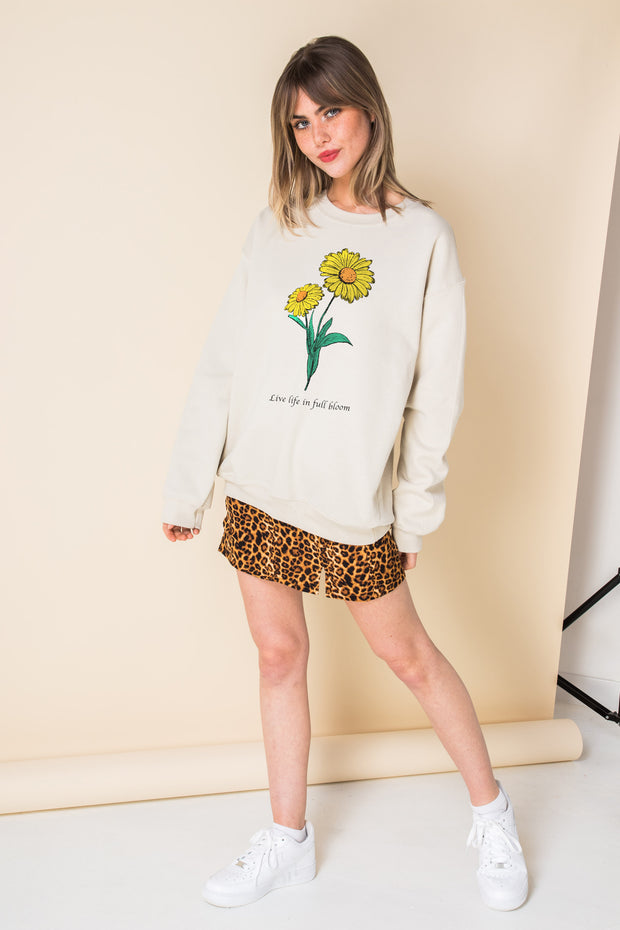 Daisy Street Oversized Sweat with Live Life in Full Bloom Print