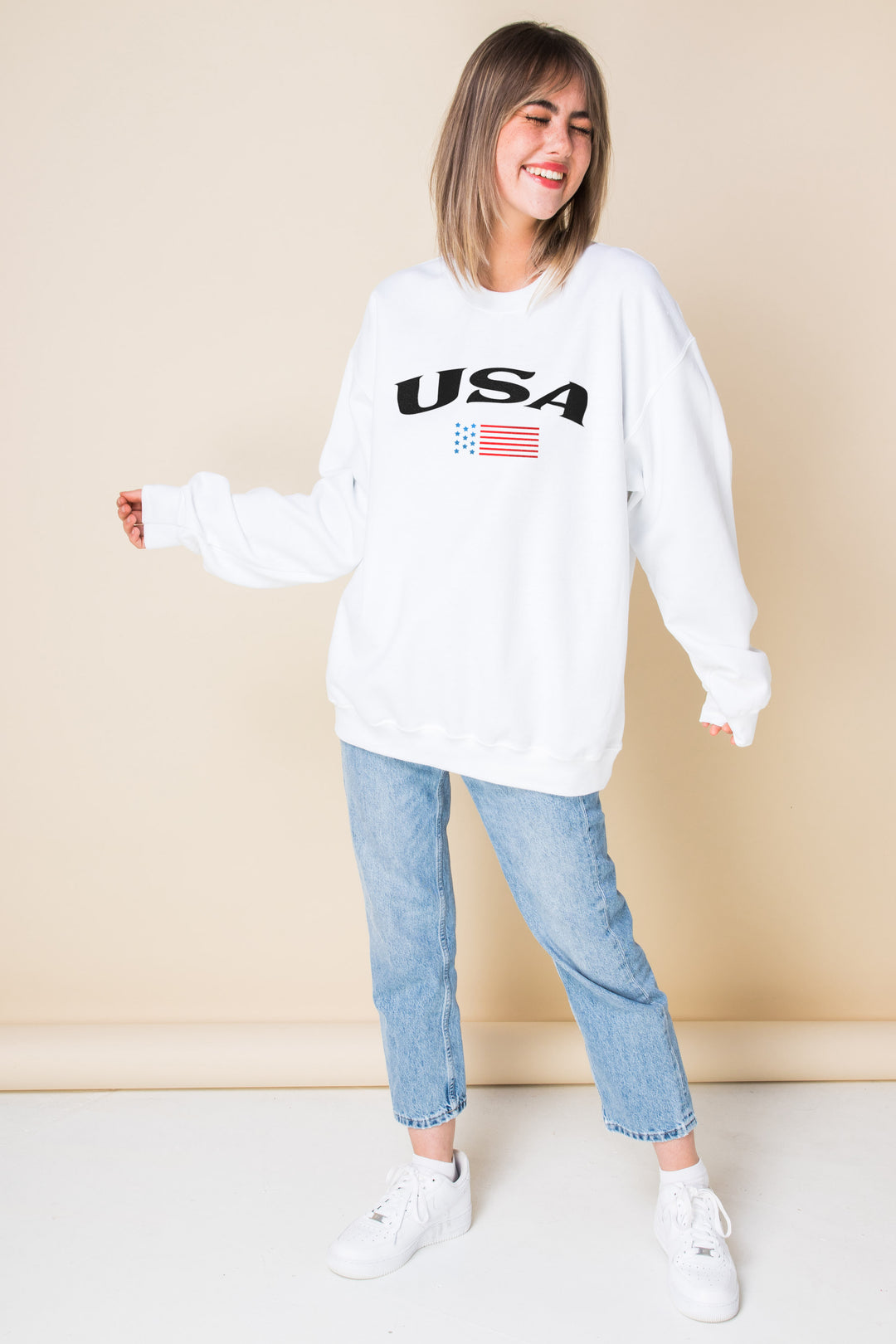 Daisy Street Oversized Sweat with USA Print