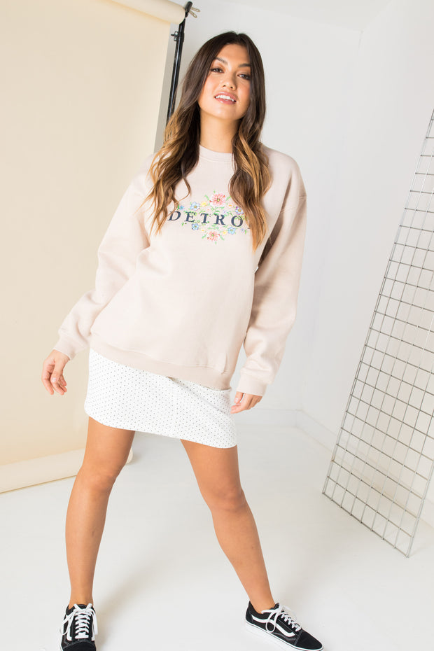 Daisy Street Relaxed Sweatshirt with Detroit Print