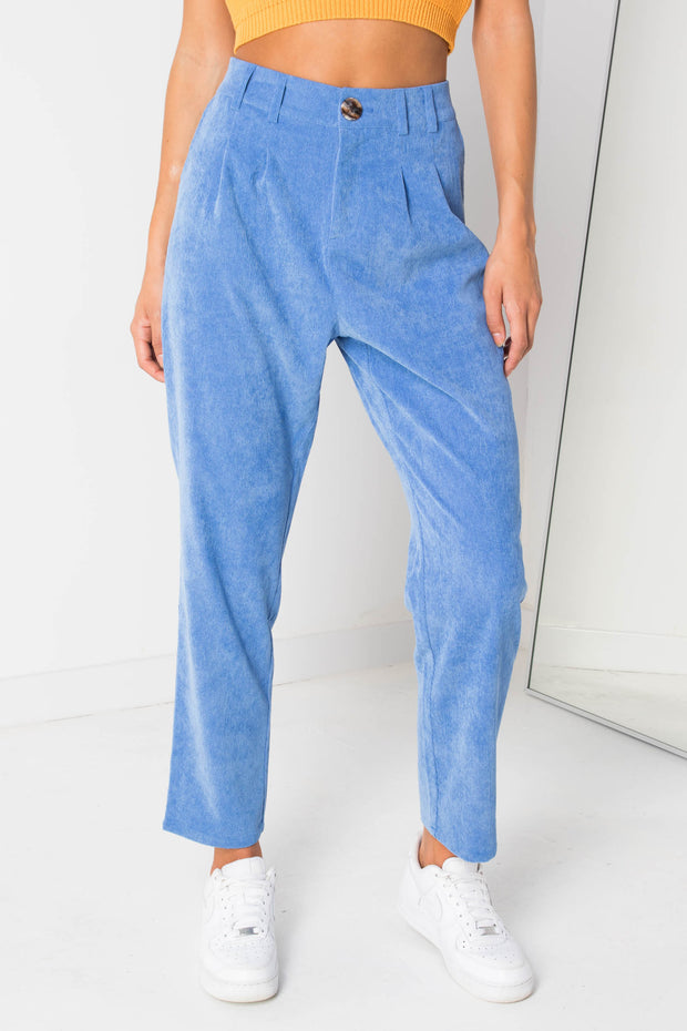 Daisy Street Fine Cord Trousers Co-ord in Blue