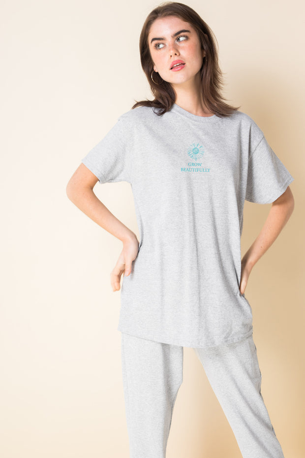 Daisy Street Relaxed T-Shirt With Grow Beautifully Print