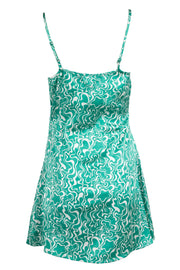 Heartbreak Satin Square Neck Mini Cami Dress In Green Swirl Print