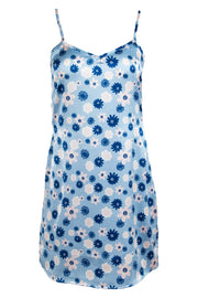 Heartbreak Satin Mini Slip Dress In Blue Floral Print
