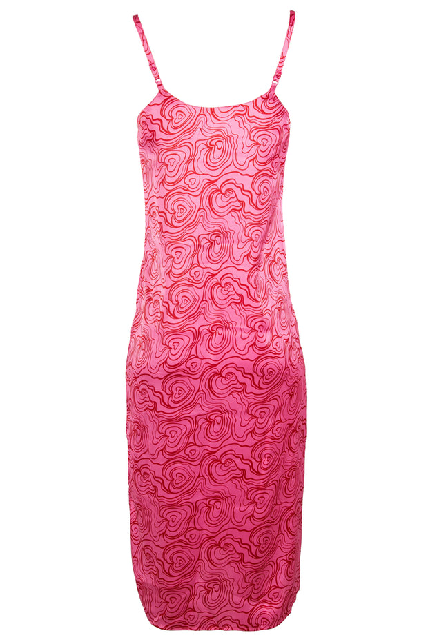 Heartbreak Satin Cami Midi Dress With Side Split In Pink Swirl Print