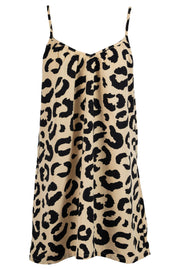 Heartbreak Poplin Cami Smock Dress In Leopard Print