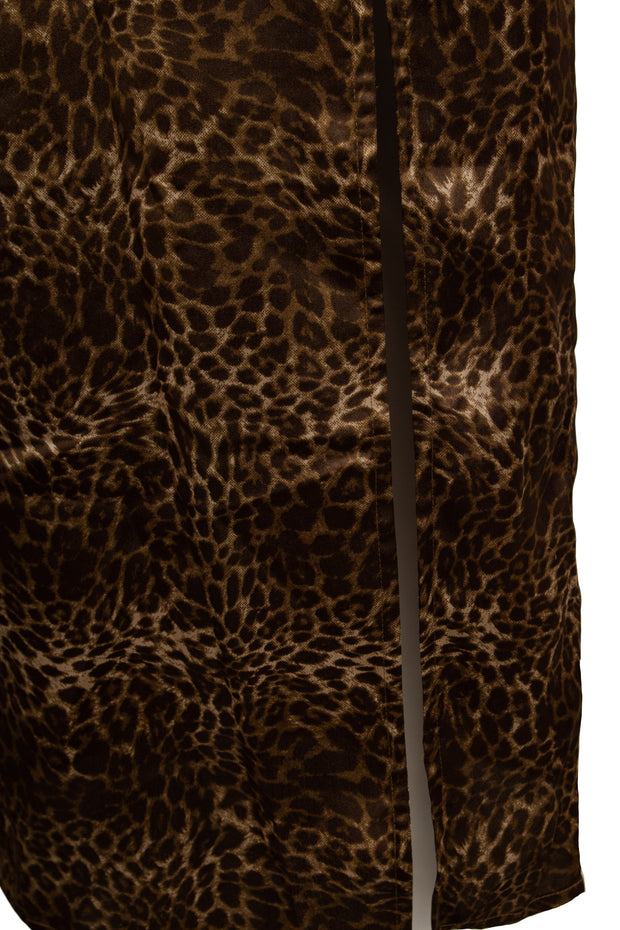 Heartbreak Satin Cami Maxi Dress With Side Split In Leopard Print