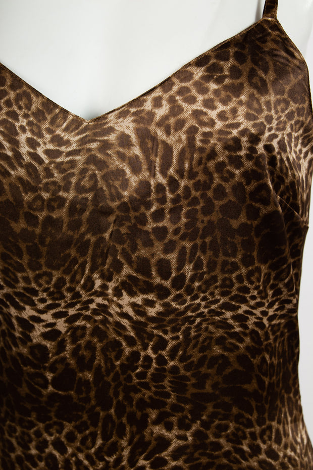 Heartbreak Satin Cami Maxi Dress With Side Split In Leopard Print