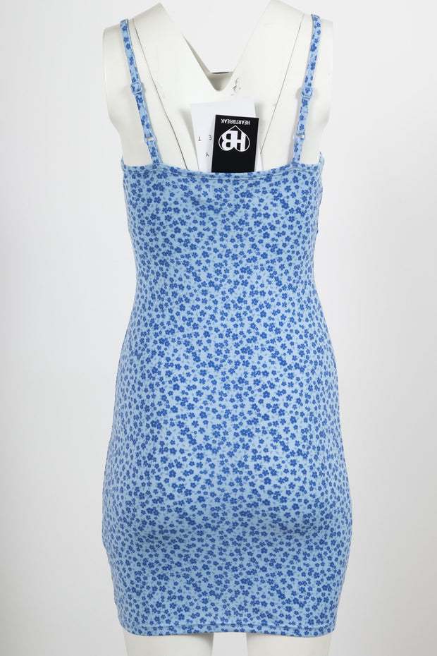 Heartbreak Jersey Cami Strap Mini Dress In Blue Ditsy Floral Print