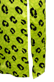 Heartbreak Catin Cami Midi Dress With Side Split In Lime Abstract Leopard