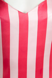 Heartbreak Satin Cami Maxi Dress With Side Split In Pink Stripe