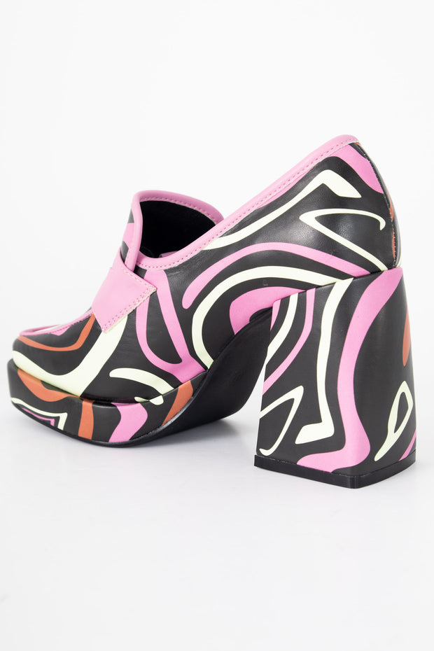 Heartbreak Heeled Shoes in Pink Marble Print