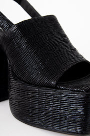 Heartbreak Heeled Sandals in Black Plisse