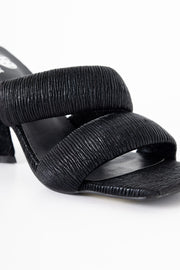 Heartbreak Heeled Sandals in Black Plisse