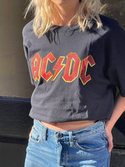 Daisy Street Relaxed T-Shirt with AC/DC Logo Print