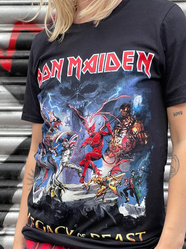 Daisy Street Relaxed T-Shirt with Iron Maiden Print
