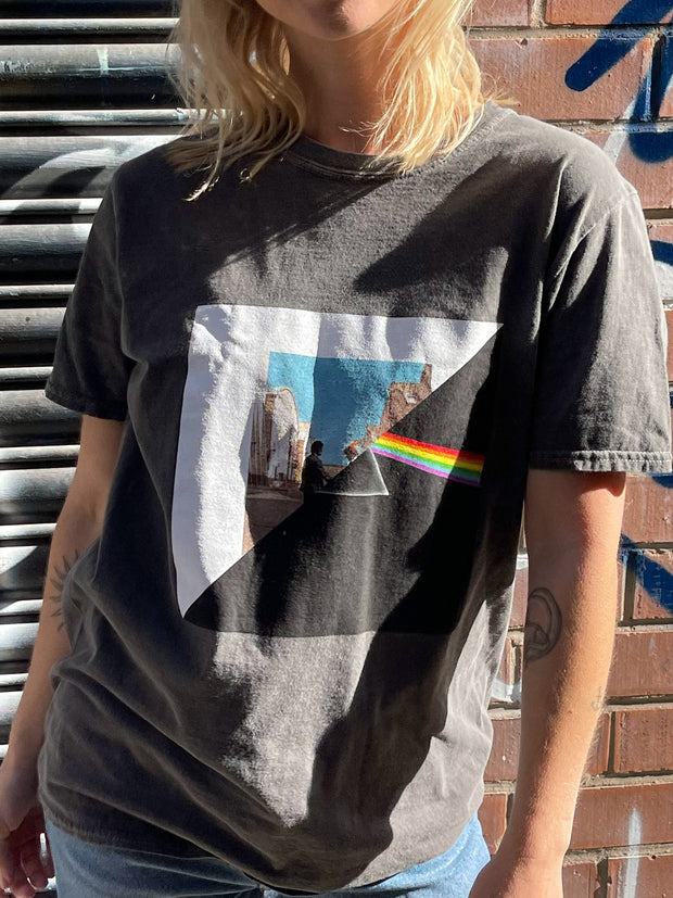 Daisy Street Relaxed T-Shirt with Pink Floyd Print Split Graphic