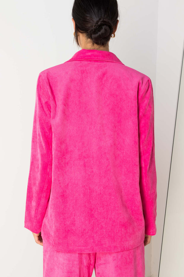 Daisy Street Relaxed Tailored Blazer in Pink Cord