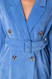 Daisy Street Relaxed Tailored Blazer in Fine Blue Cord Co-ord