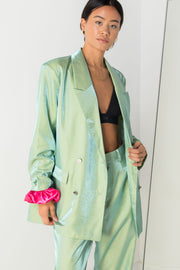 Daisy Street Relaxed Tailored Blazer in Iridescent Green Co-ord