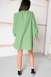 Daisy Street Gingham Smock Style Dress in Lime Green