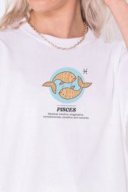 Daisy Street Relaxed T-Shirt with Pisces Print