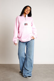 Daisy Street 3/4 Zip Pink LA Sweater